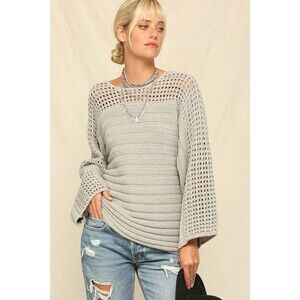 Kyemi OPEN WEAVE DETAIL RIBBED SWEATER